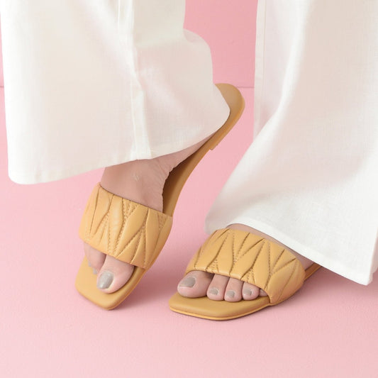 Nude Quilted Strap Flats