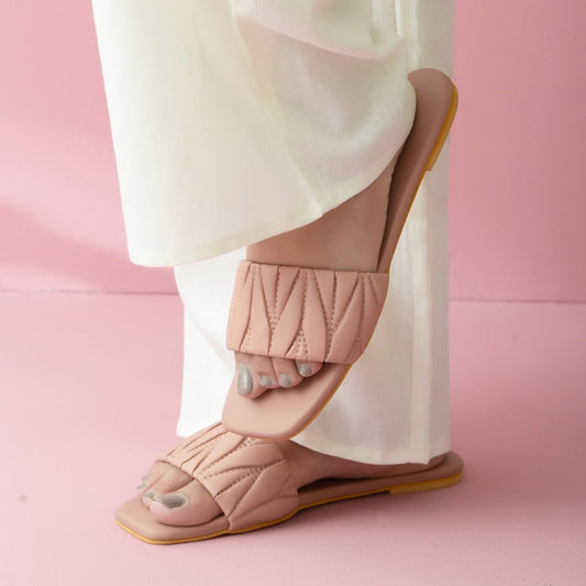 Pink Quilted Strap Flats