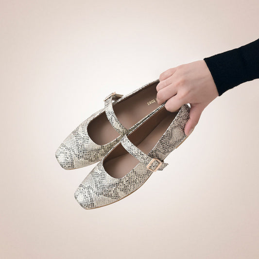 Metallic textured Mary Jane Flats