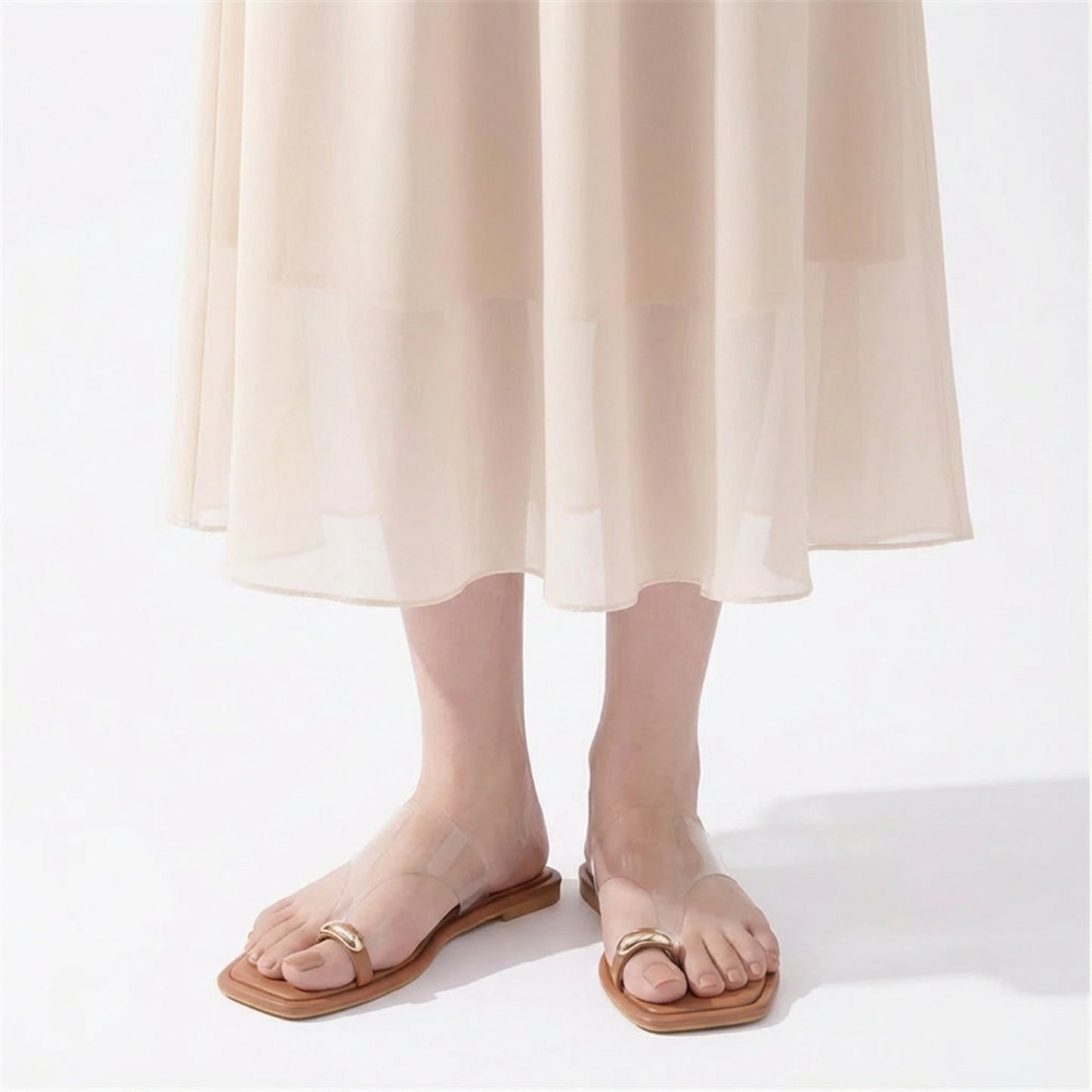 Tan Toe Ring Detail flats