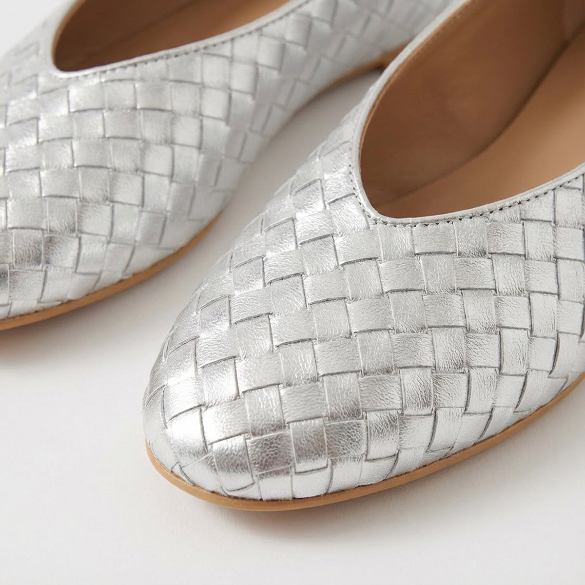 Silver Ballet Flats