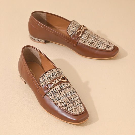 Walnut Square Toe Loafers Shoes