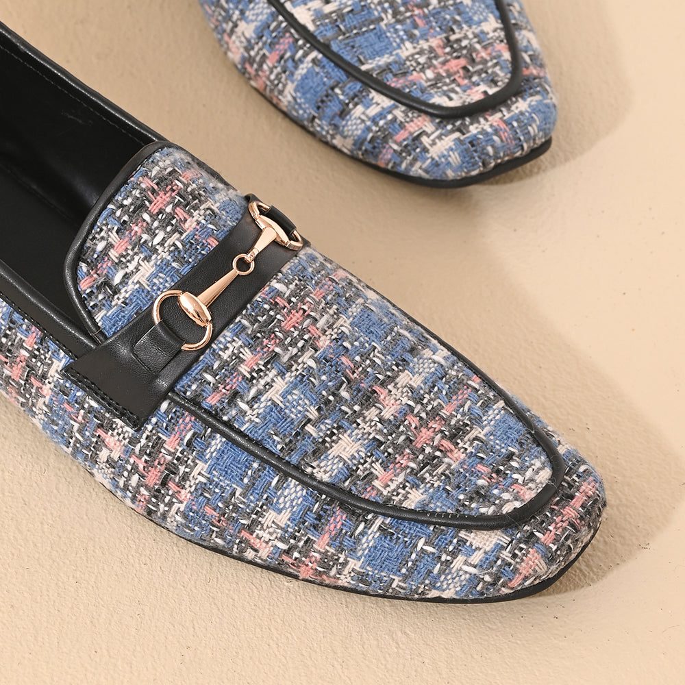 Indigo Square Toe Loafers Shoes