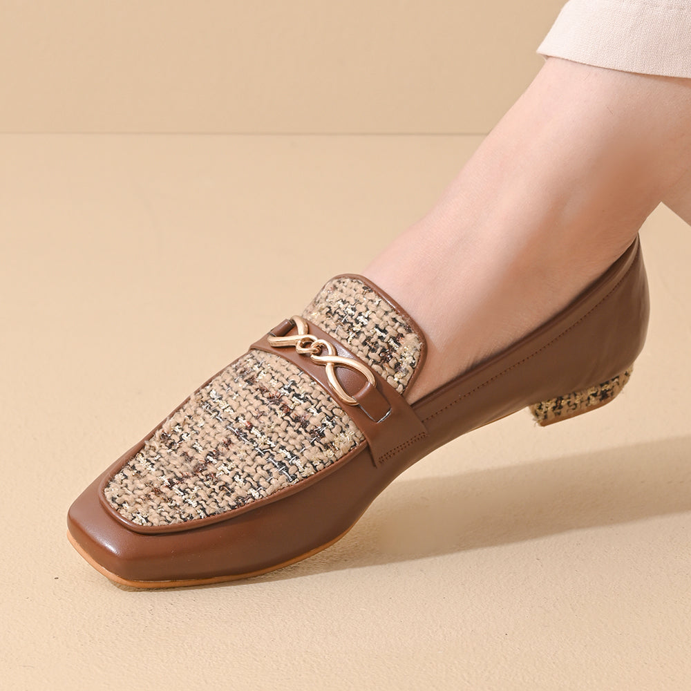 Walnut Square Toe Loafers Shoes