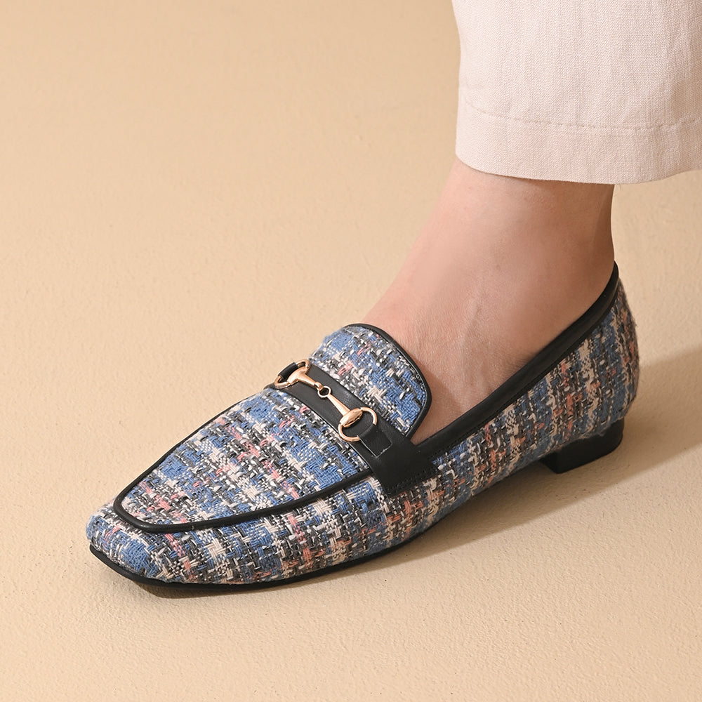 Indigo Square Toe Loafers Shoes