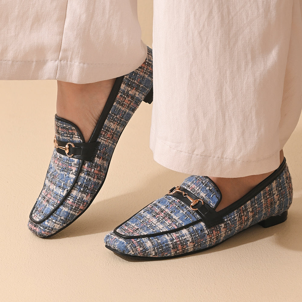 Indigo Square Toe Loafers Shoes