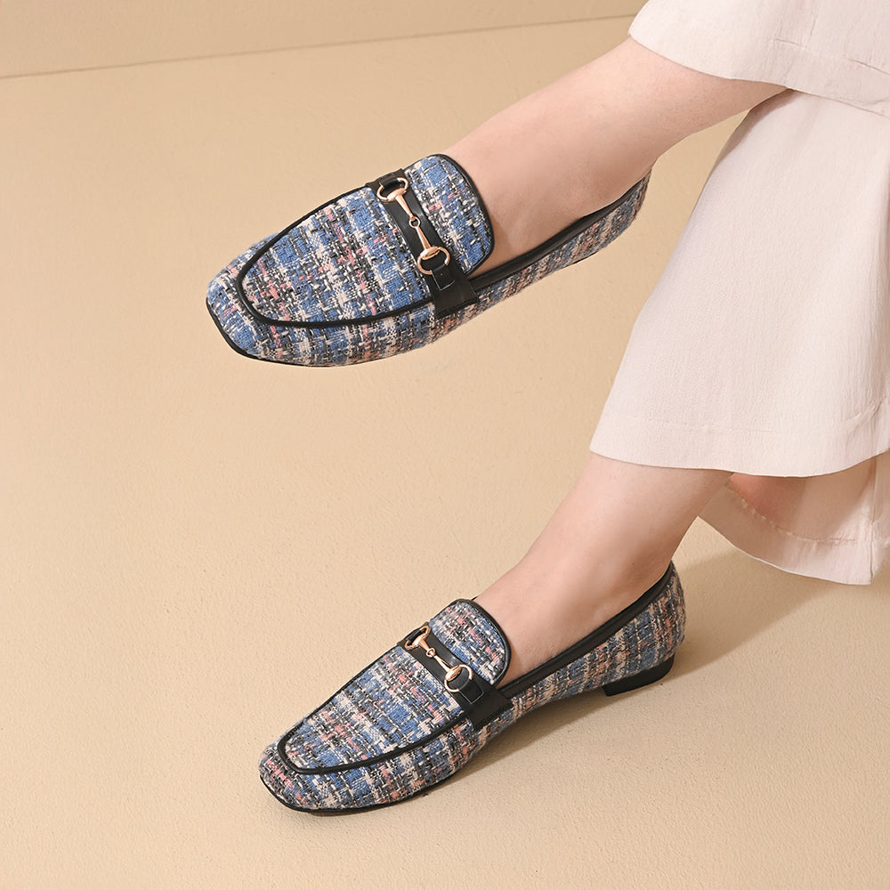 Indigo Square Toe Loafers Shoes