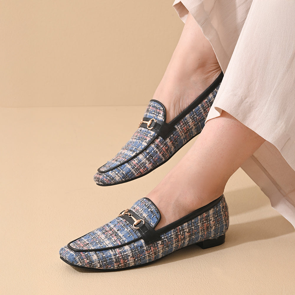 Indigo Square Toe Loafers Shoes