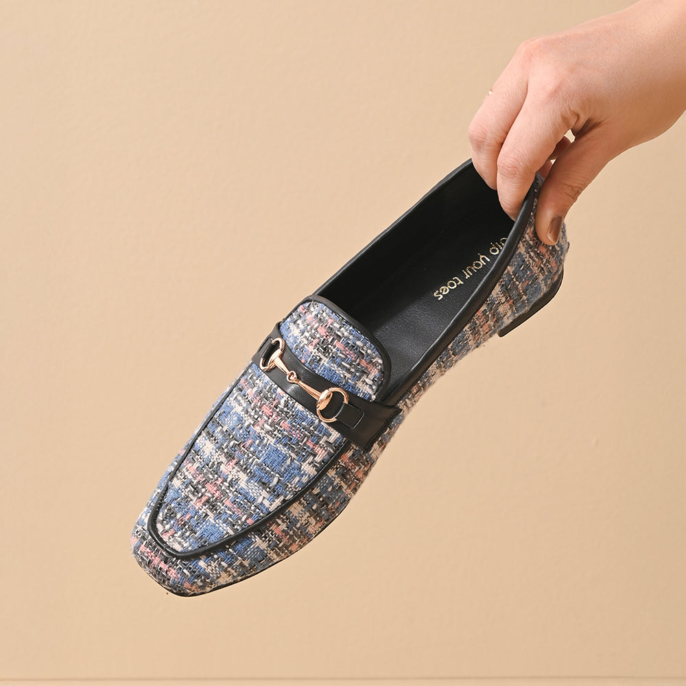 Indigo Square Toe Loafers Shoes