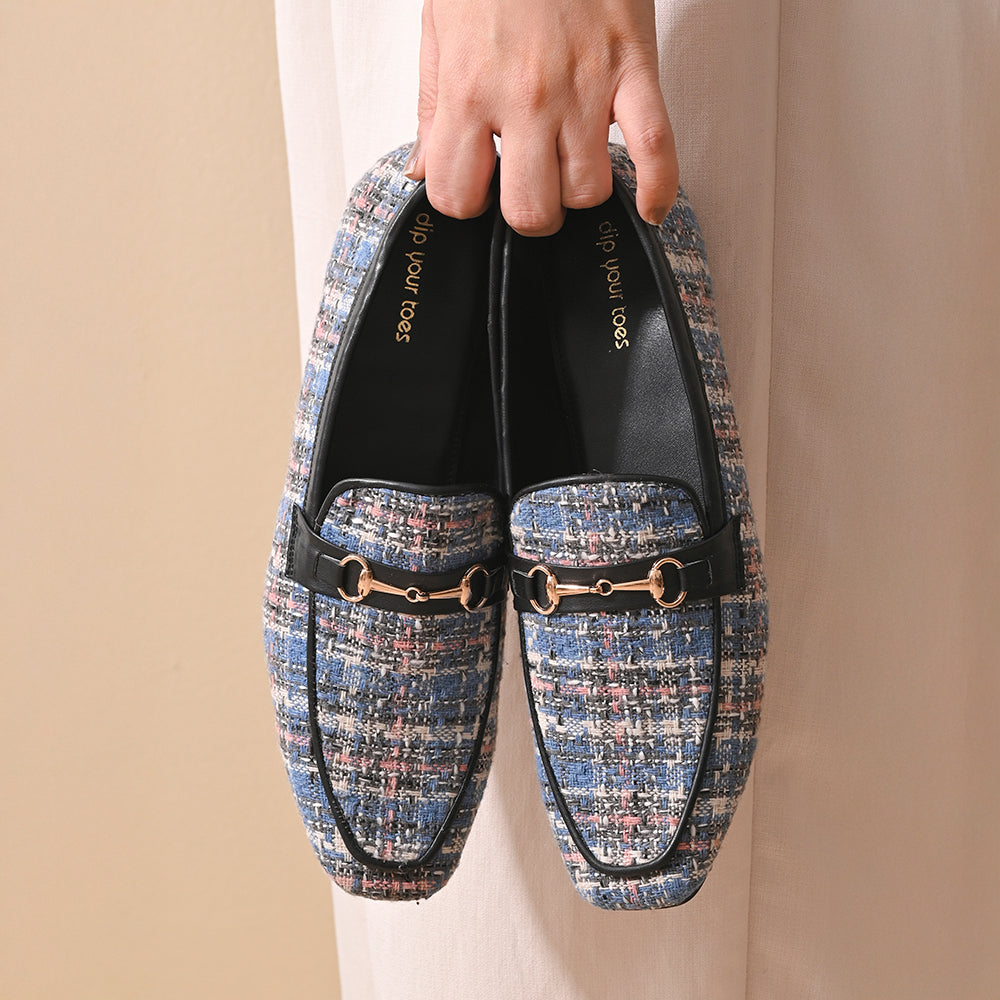 Indigo Square Toe Loafers Shoes
