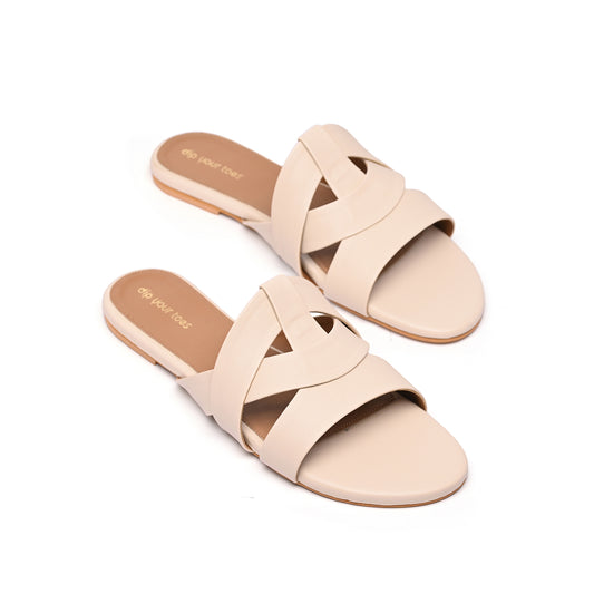 Chalk Flat Cross-Strap Sandals