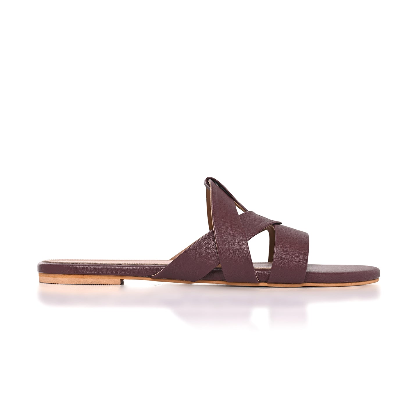 Plum Flat Cross-Strap Sandals