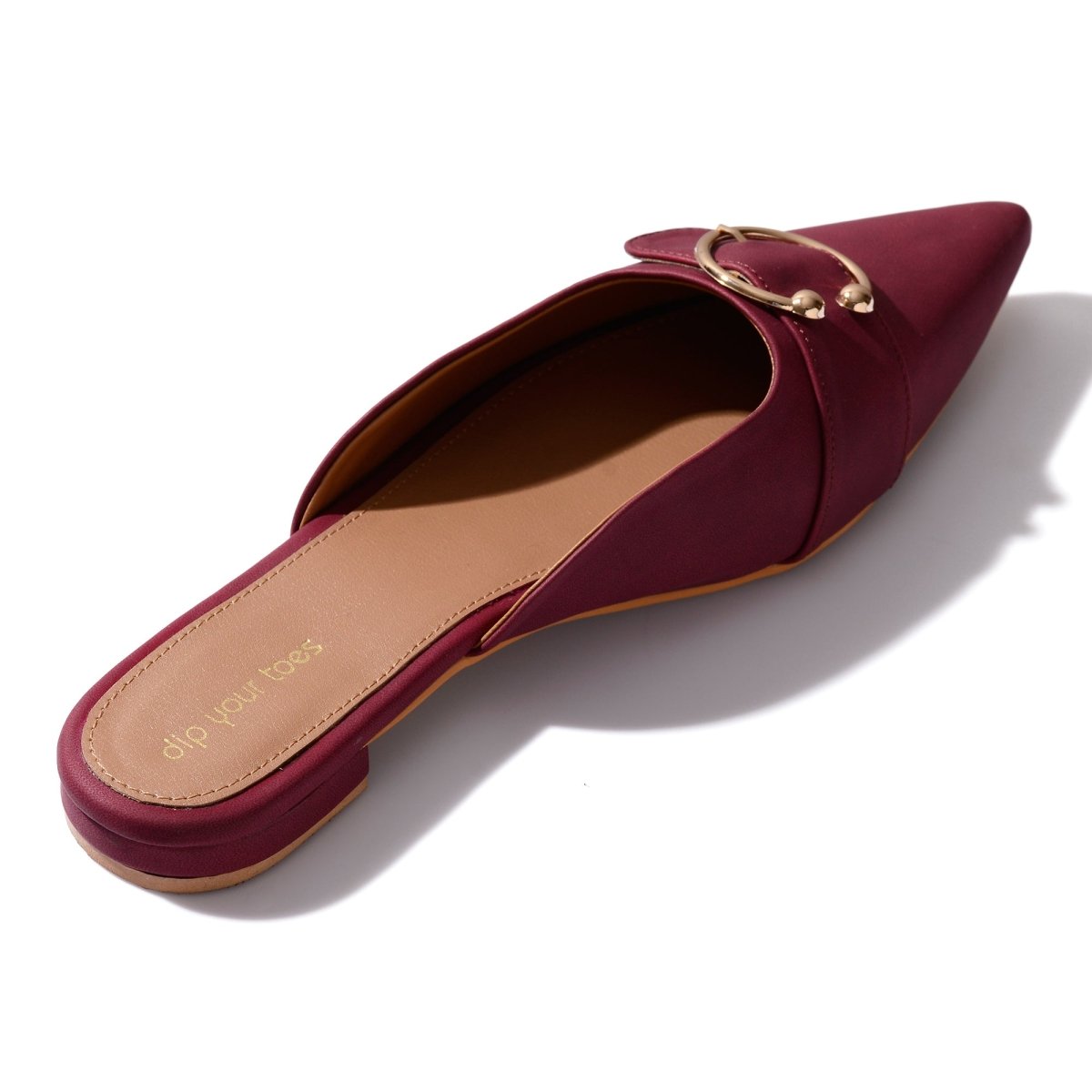 Maroon Suede Buckled Mules