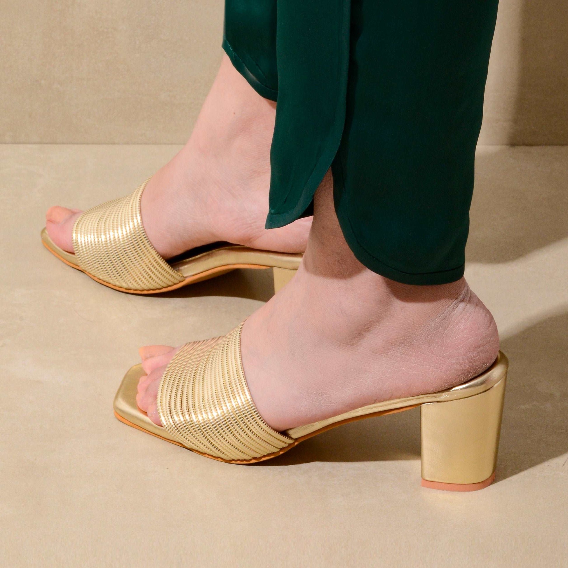 Gold Multi-Strap Heels
