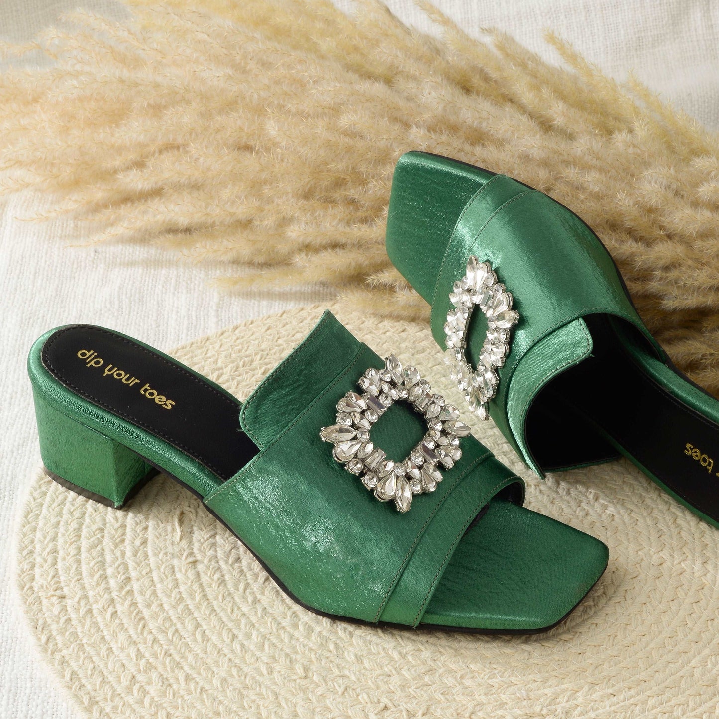 Emerald Buckled Heels