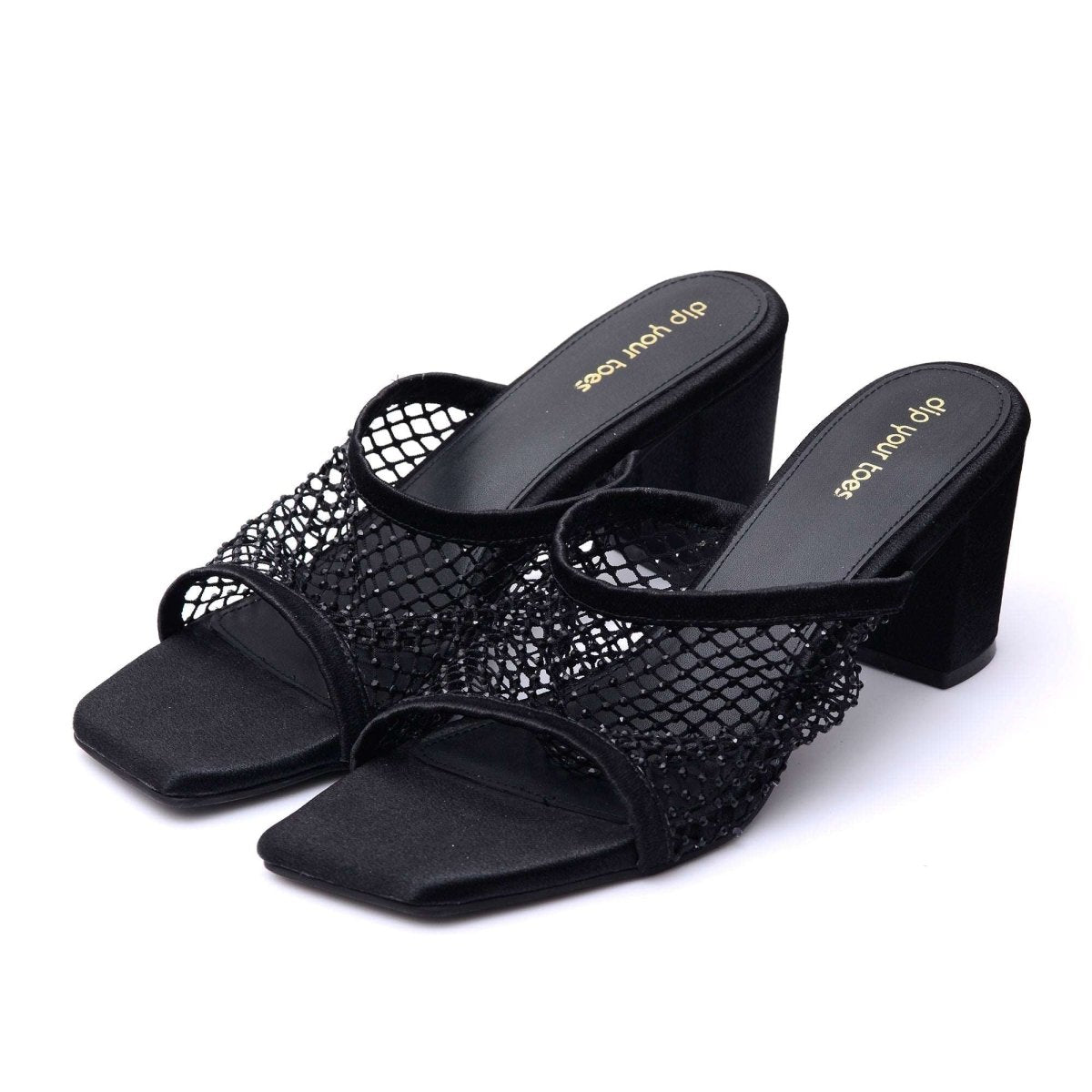 Black Mesh  Heels