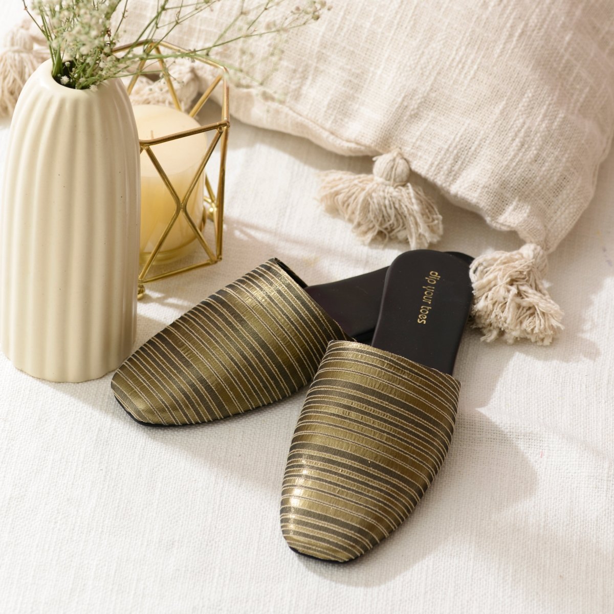 Black and Gold Mules