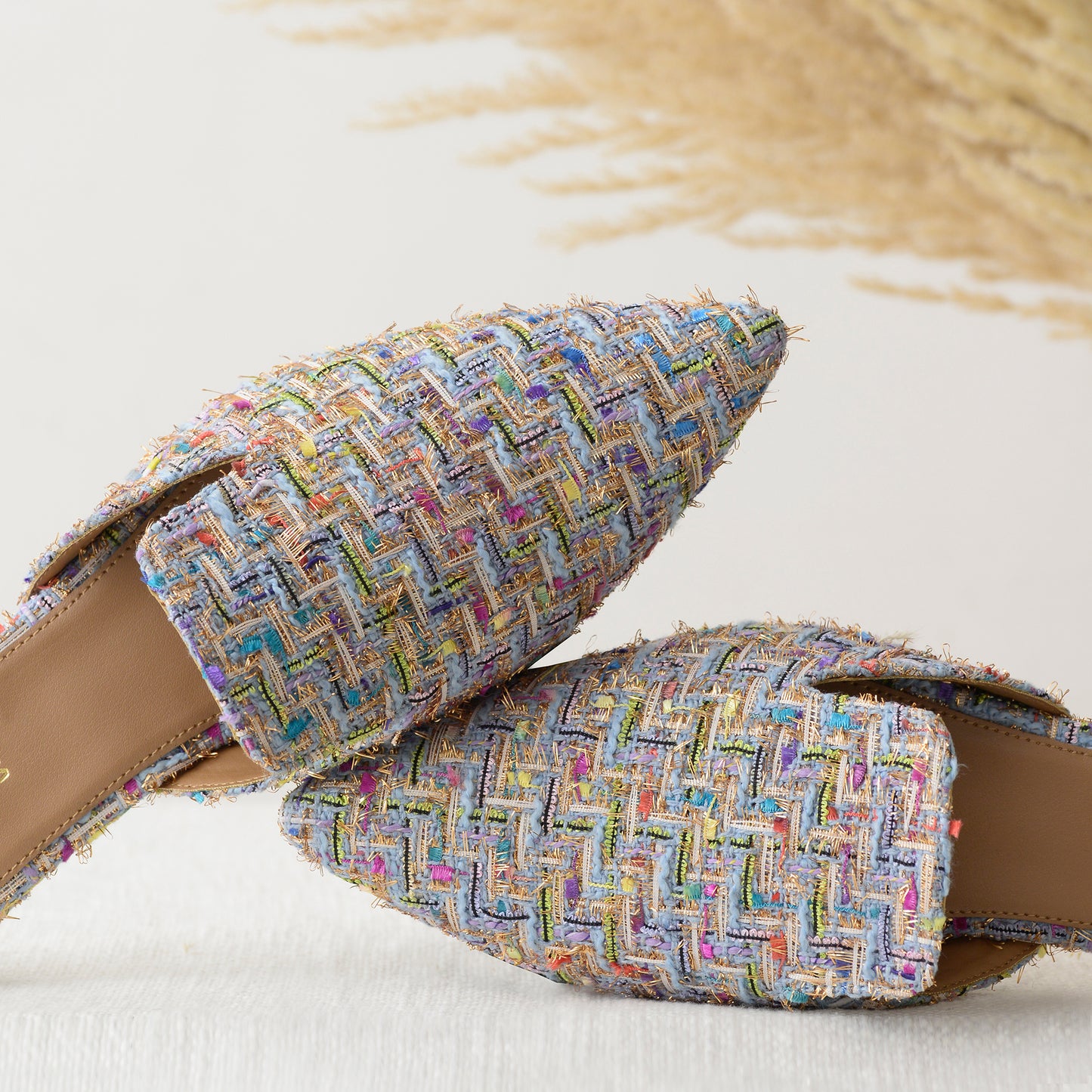 Denim Tweed  Mules