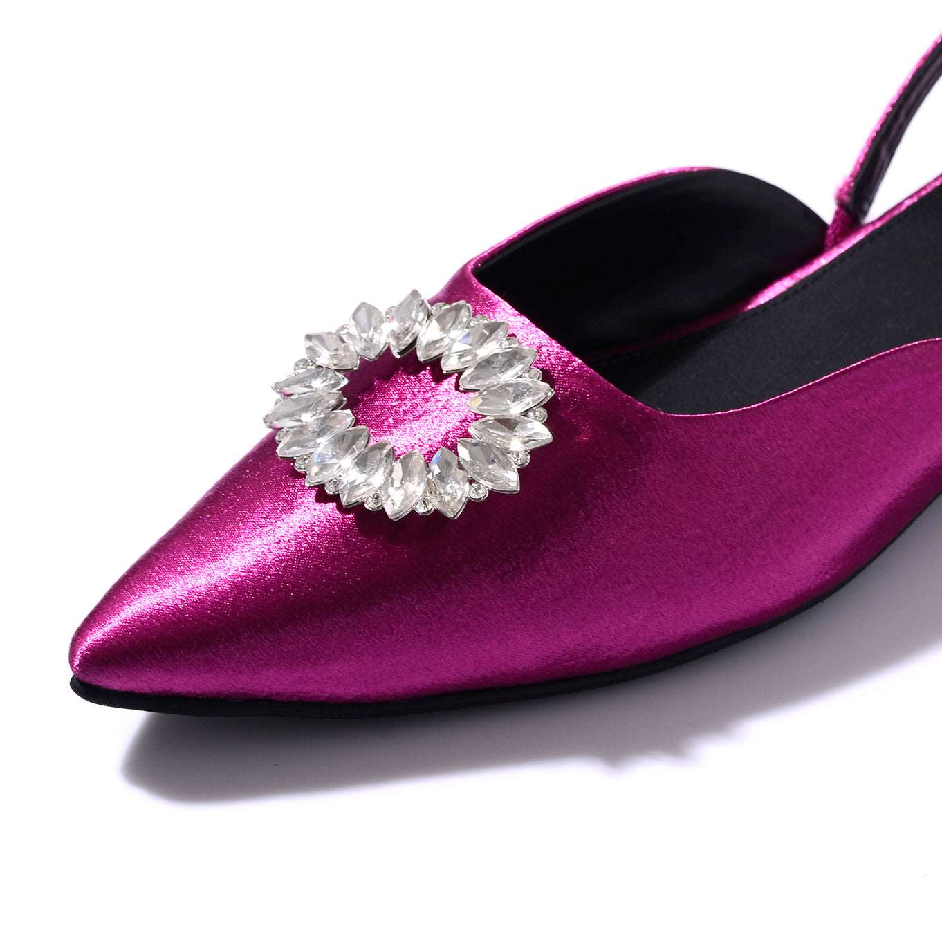 Magenta Crystal Satin Sandals