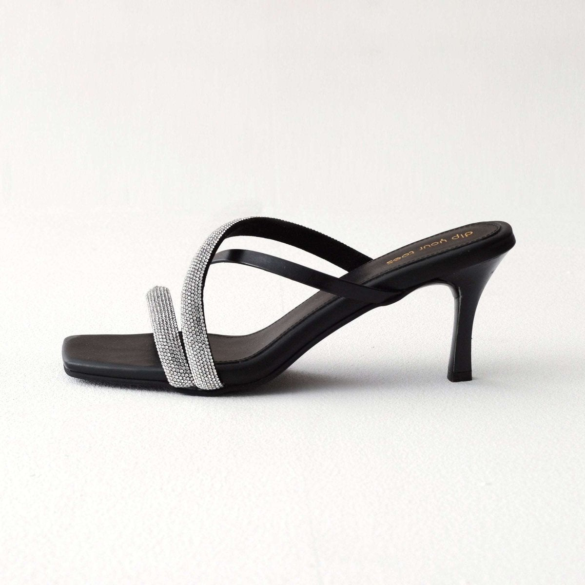 Black Embellished Strappy Heels