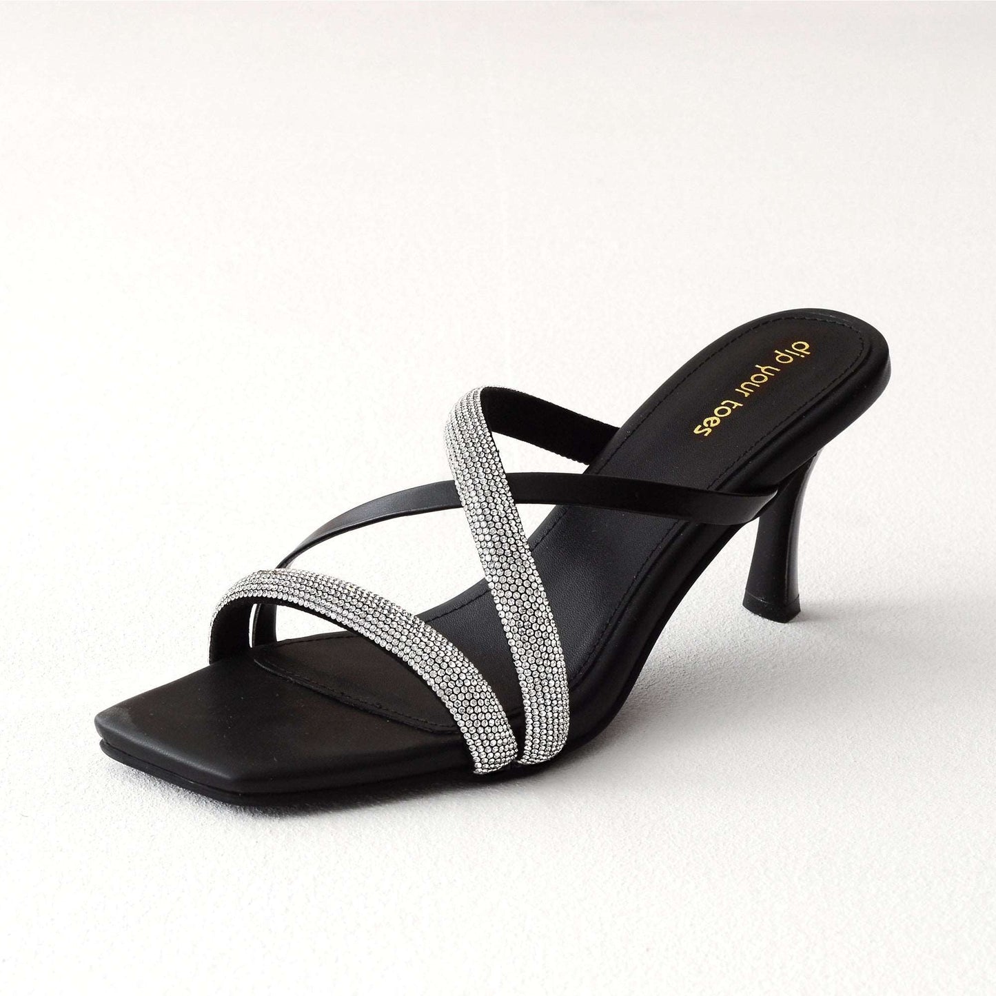 Black Embellished Strappy Heels