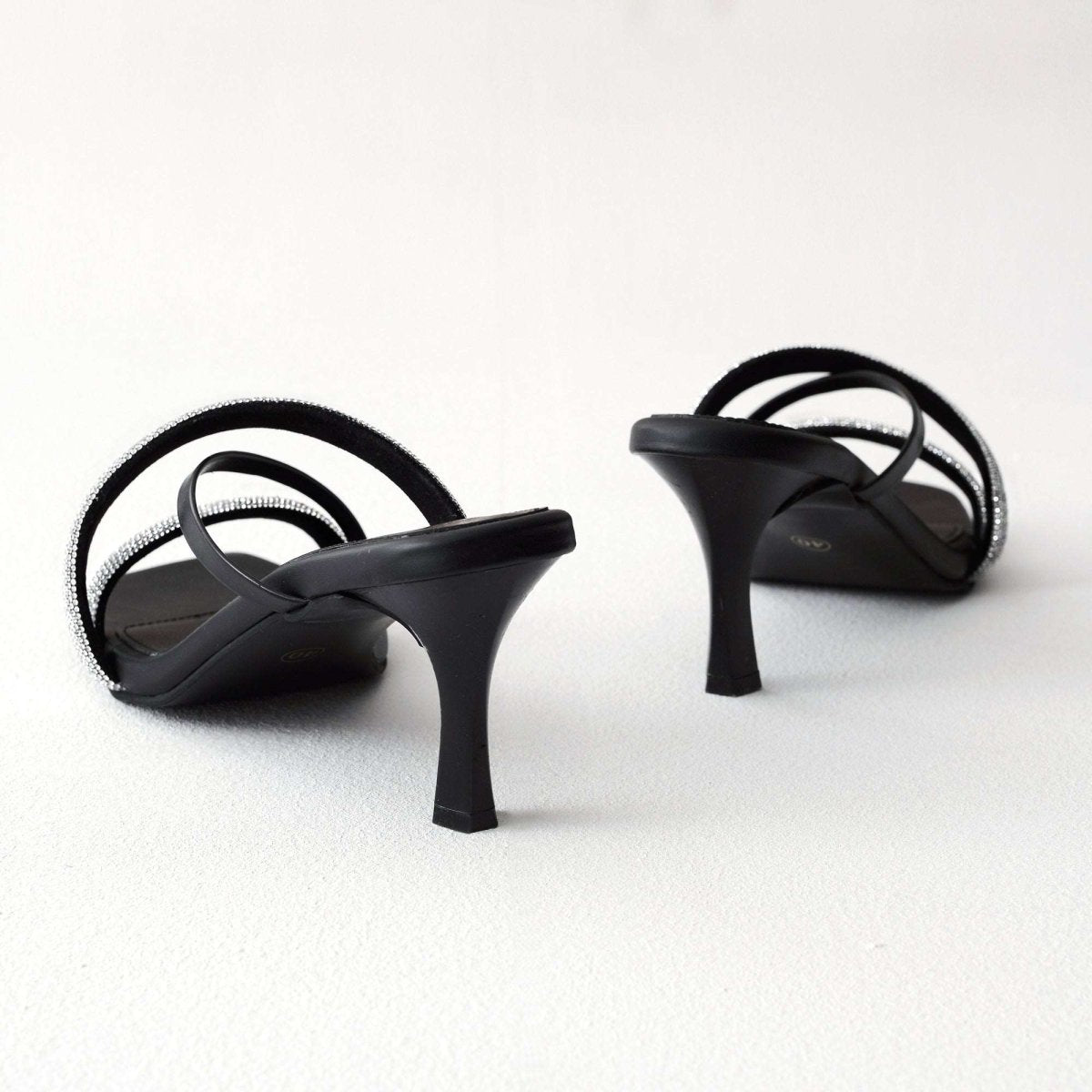 Black Embellished Strappy Heels