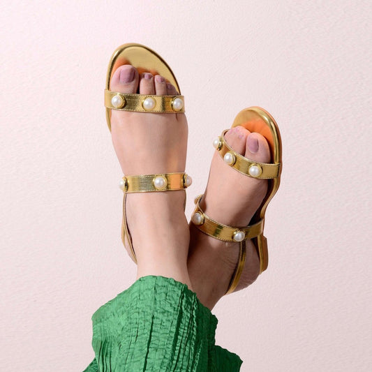 Gold Pearl Sandals