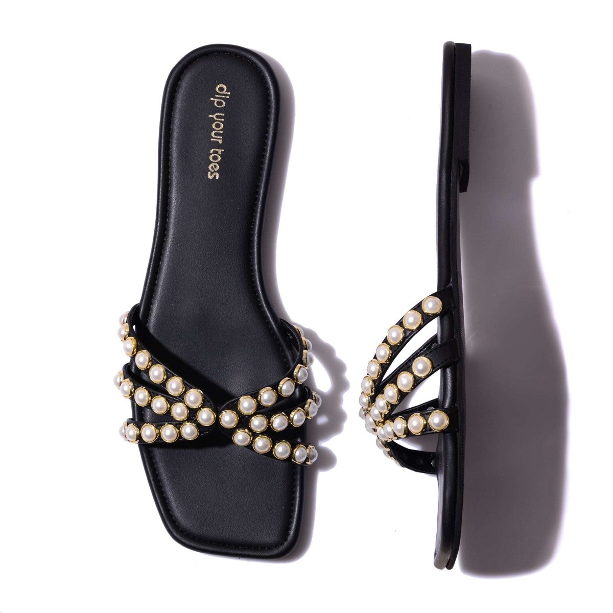 Pearl embellished flats