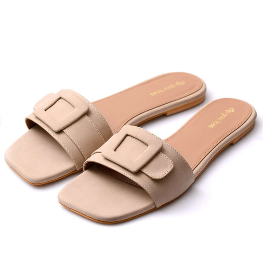 Ivory Buckled Flats
