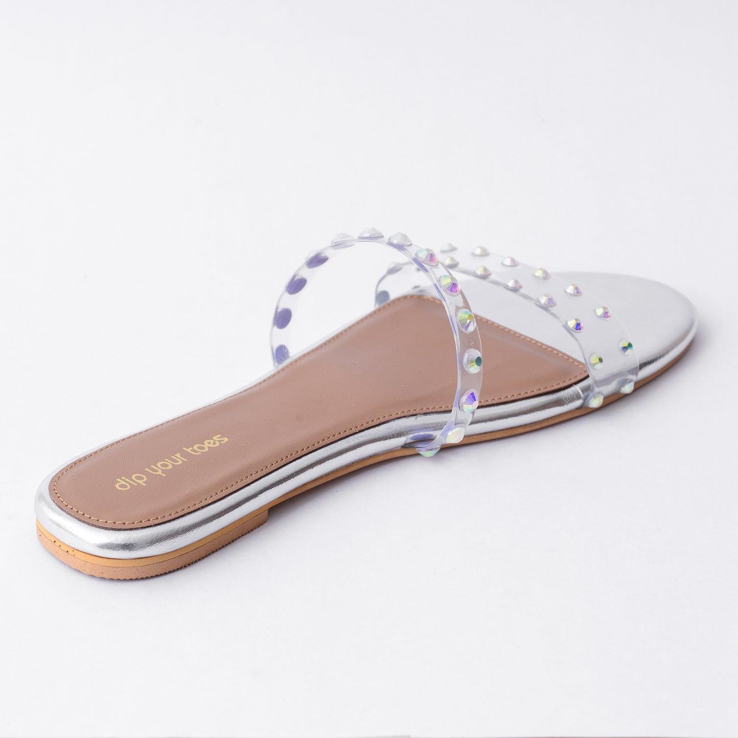 Silver Studded Twin Strap Flats