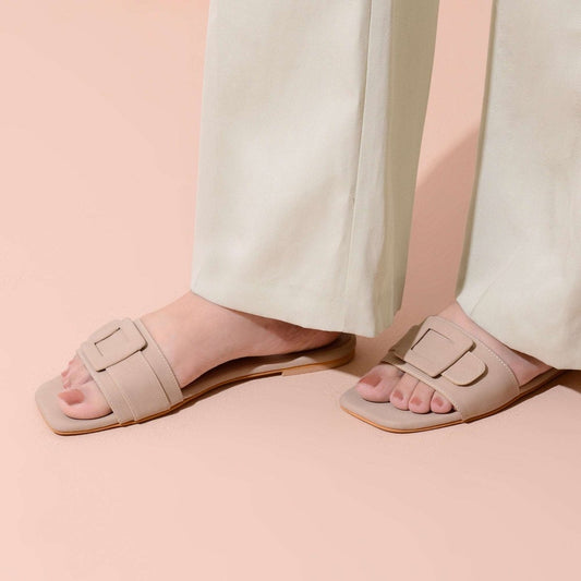 Ivory Buckled Flats