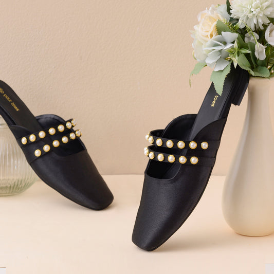 Pearl embellished Mules