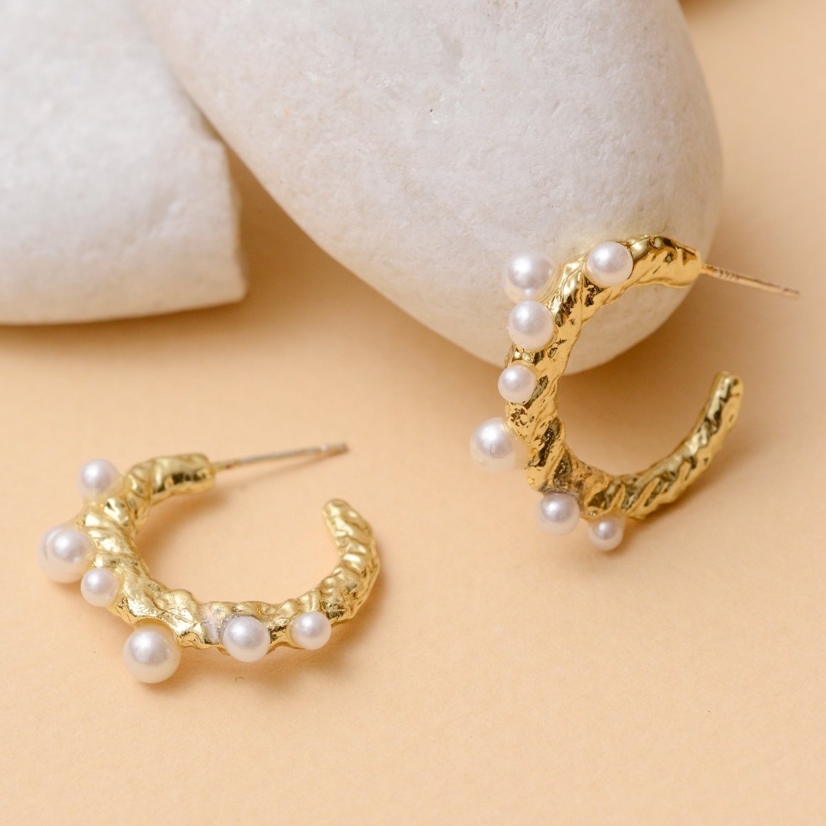 Small Pearl Hoops