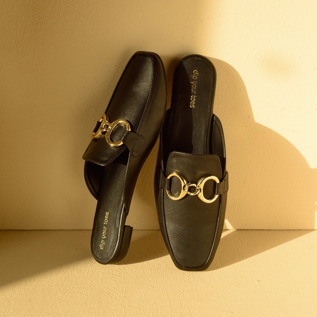 Black  Chain Loop Mules
