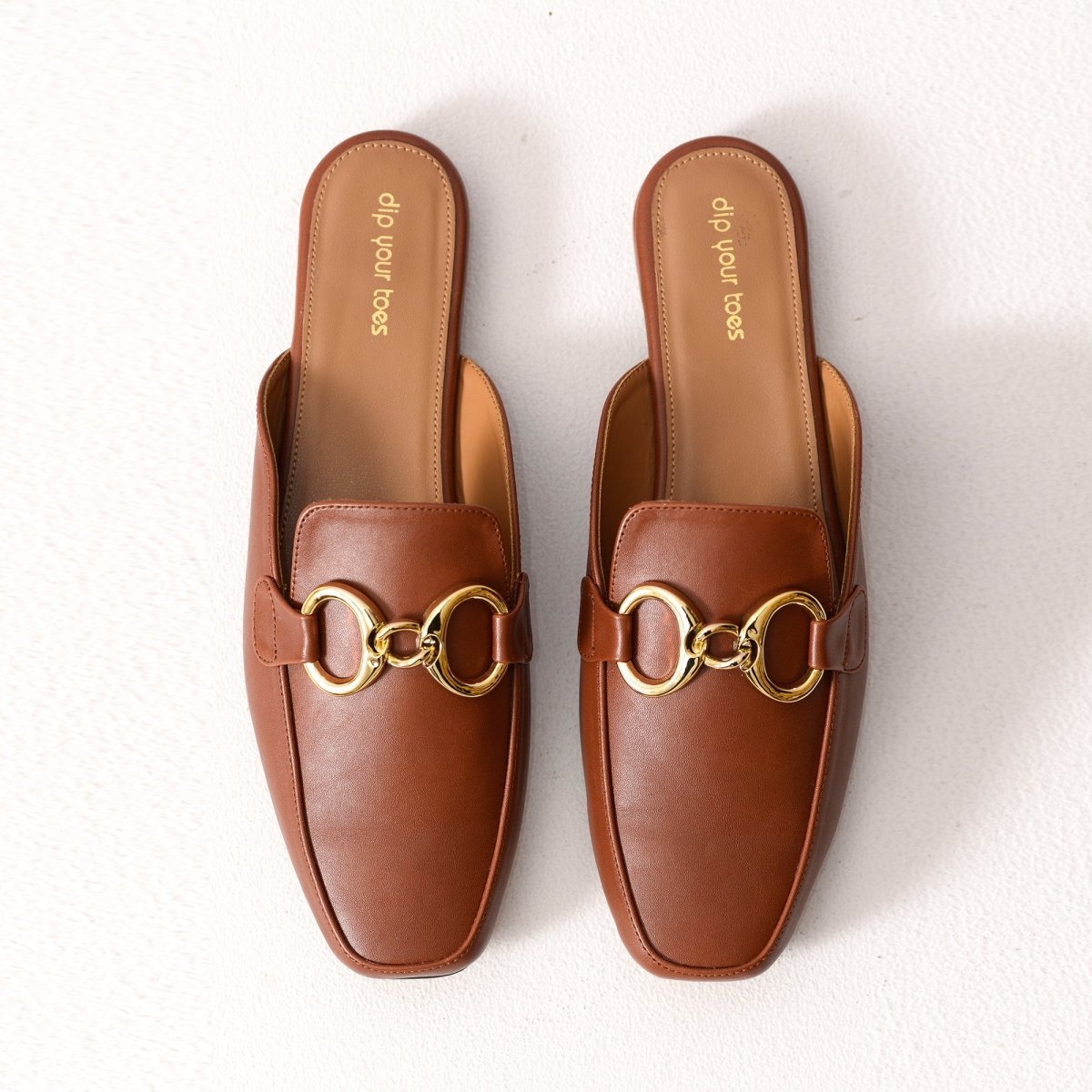 Brown Chain Loop Mules