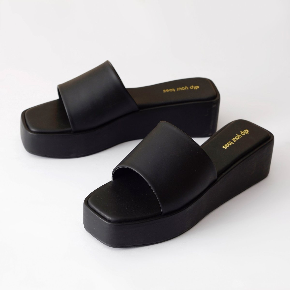 Marshmallow Black Platform Sandals