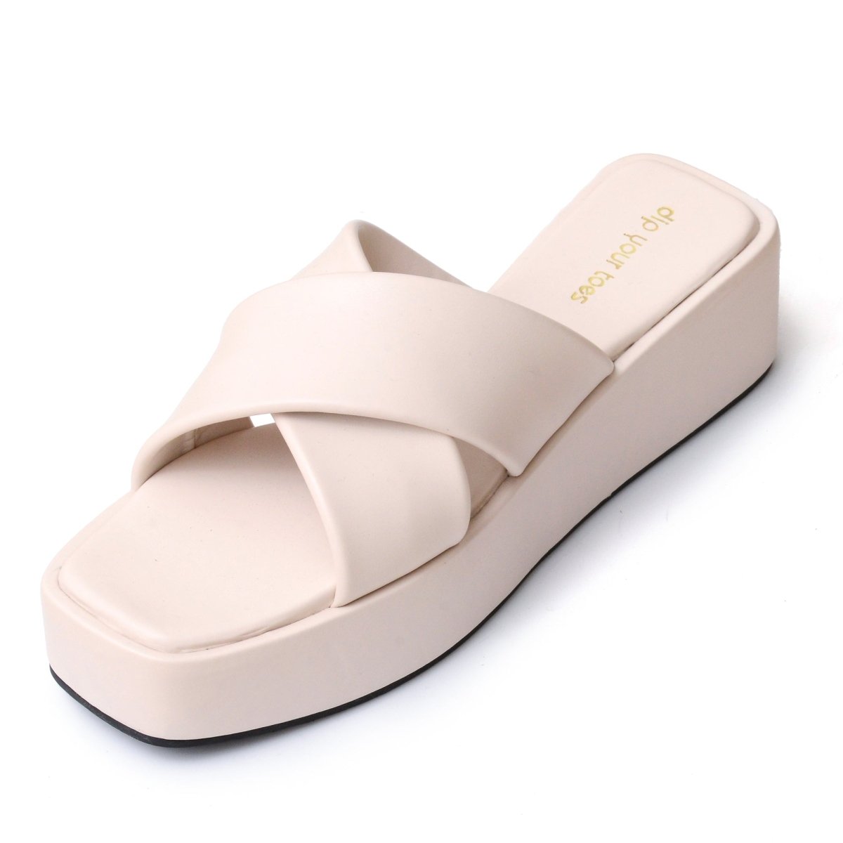 Ivory Cross Flatform Sandals