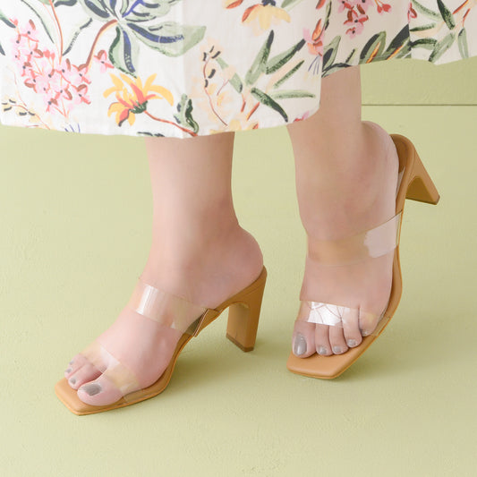 Beige Transparent Heels