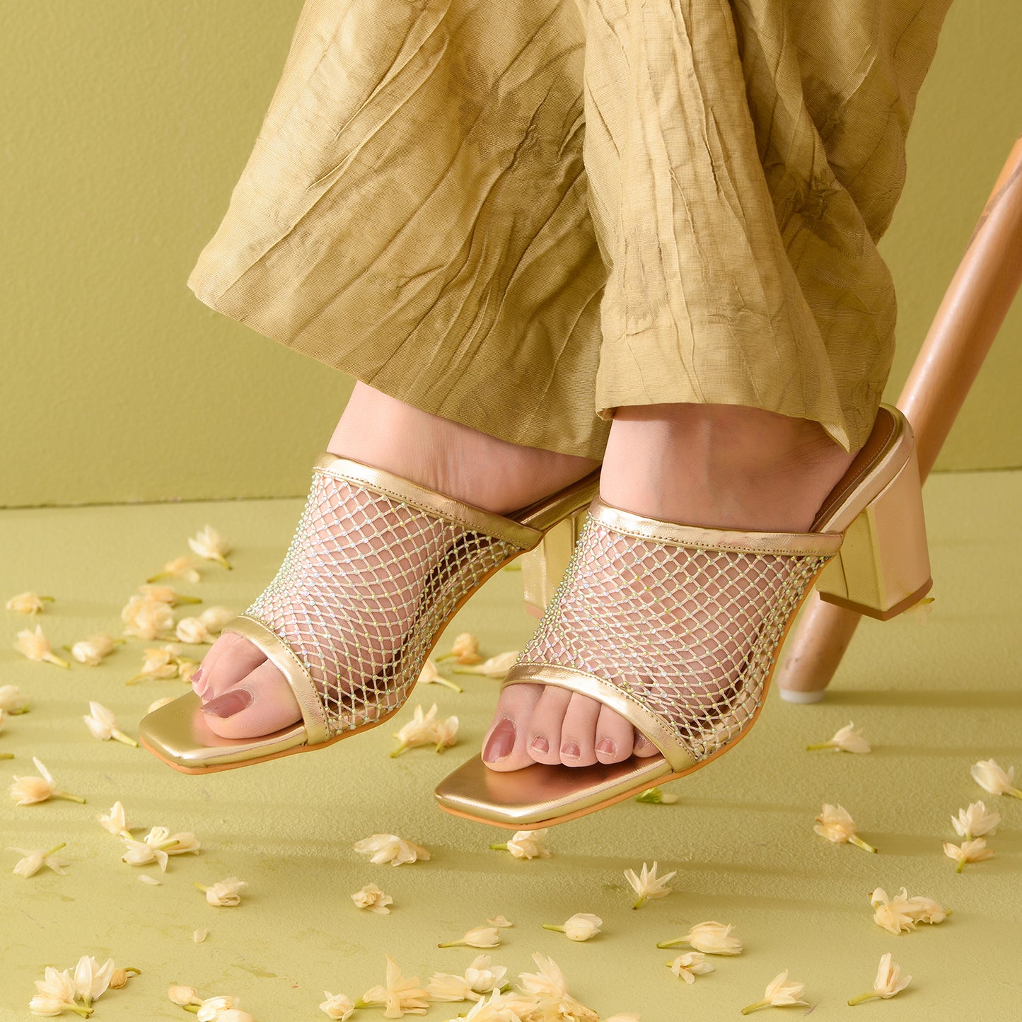 Gold Mesh Heels
