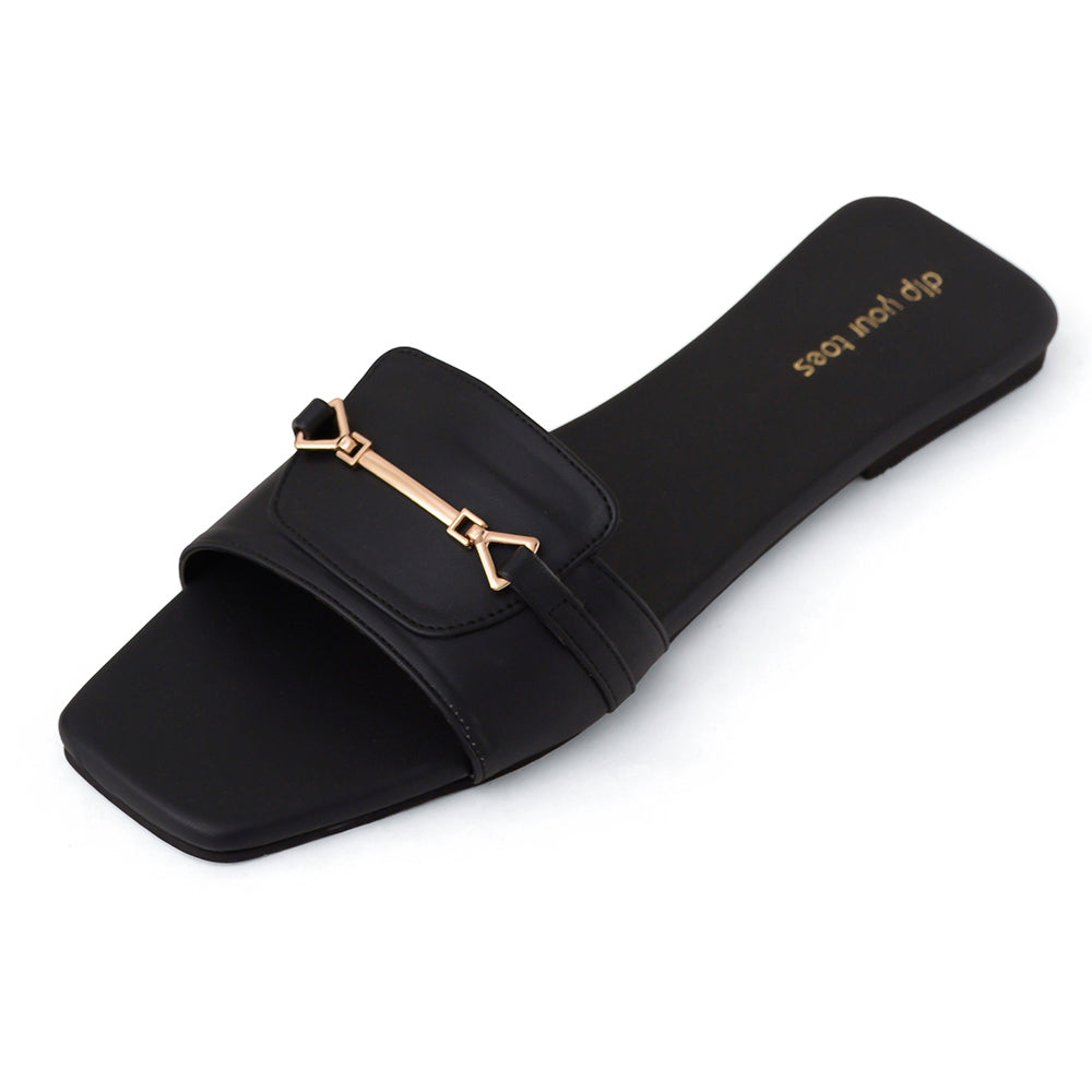 Black T-Shape Flats