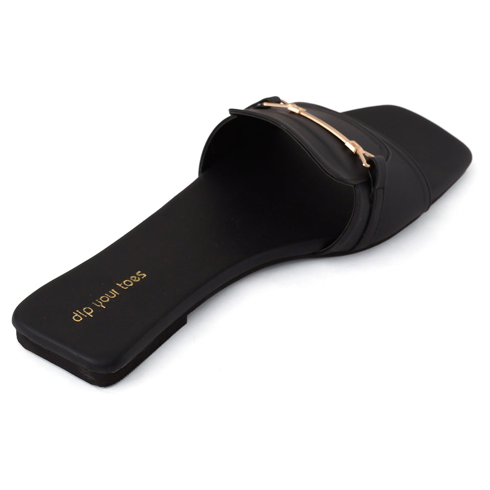 Black T-Shape Flats