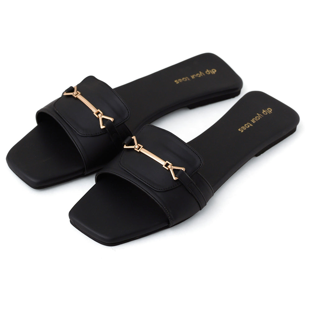 Black T-Shape Flats