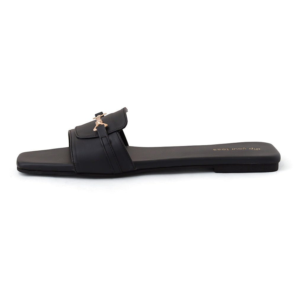 Black T-Shape Flats