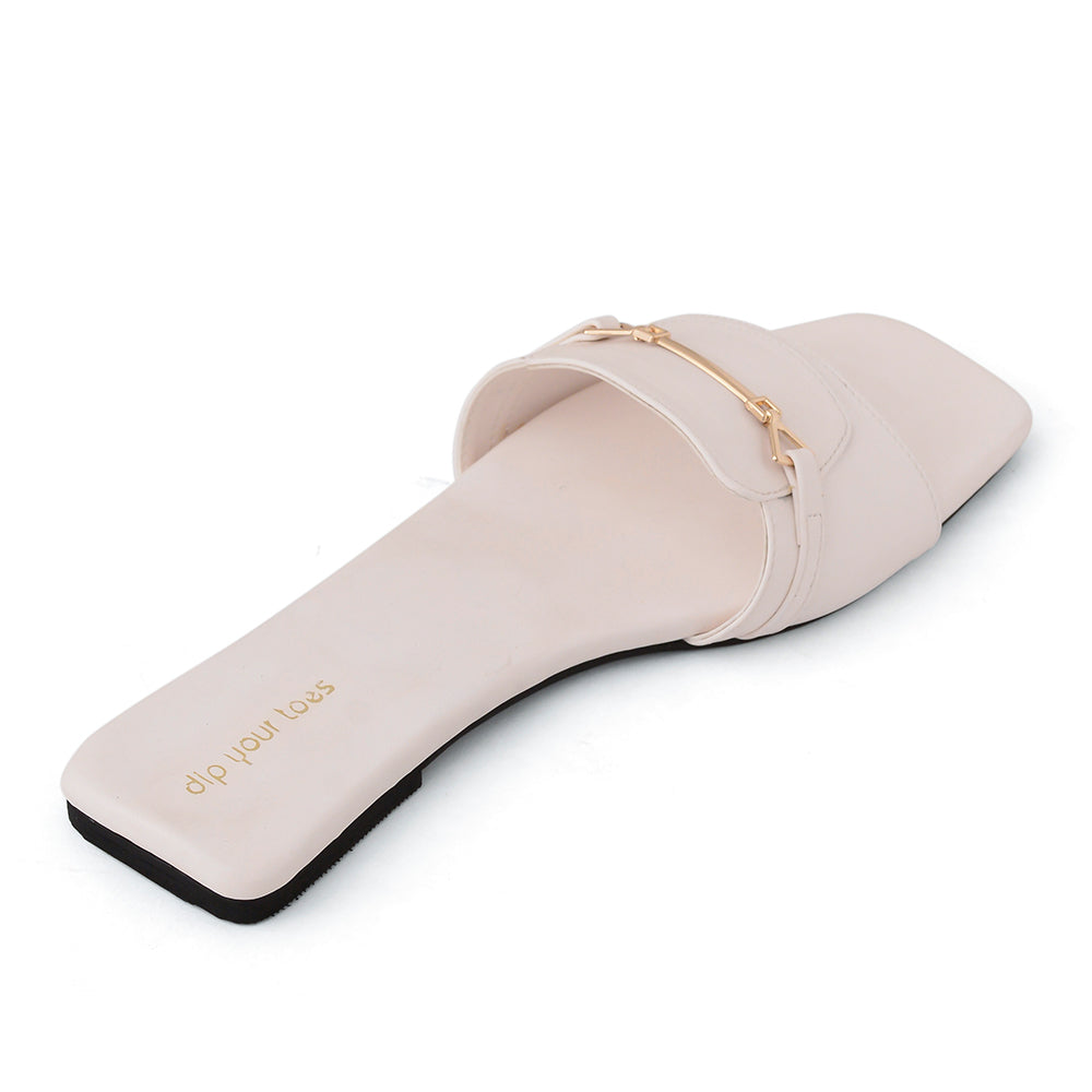 White T-Shape Flats