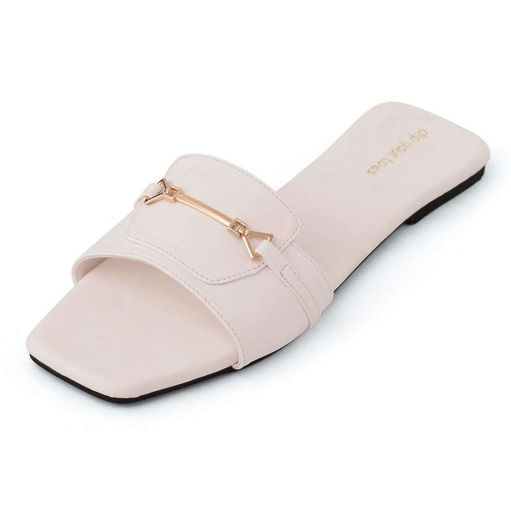 White T-Shape Flats