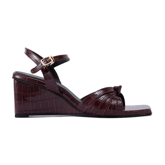 Mulberry Knotted Wedge Sandals
