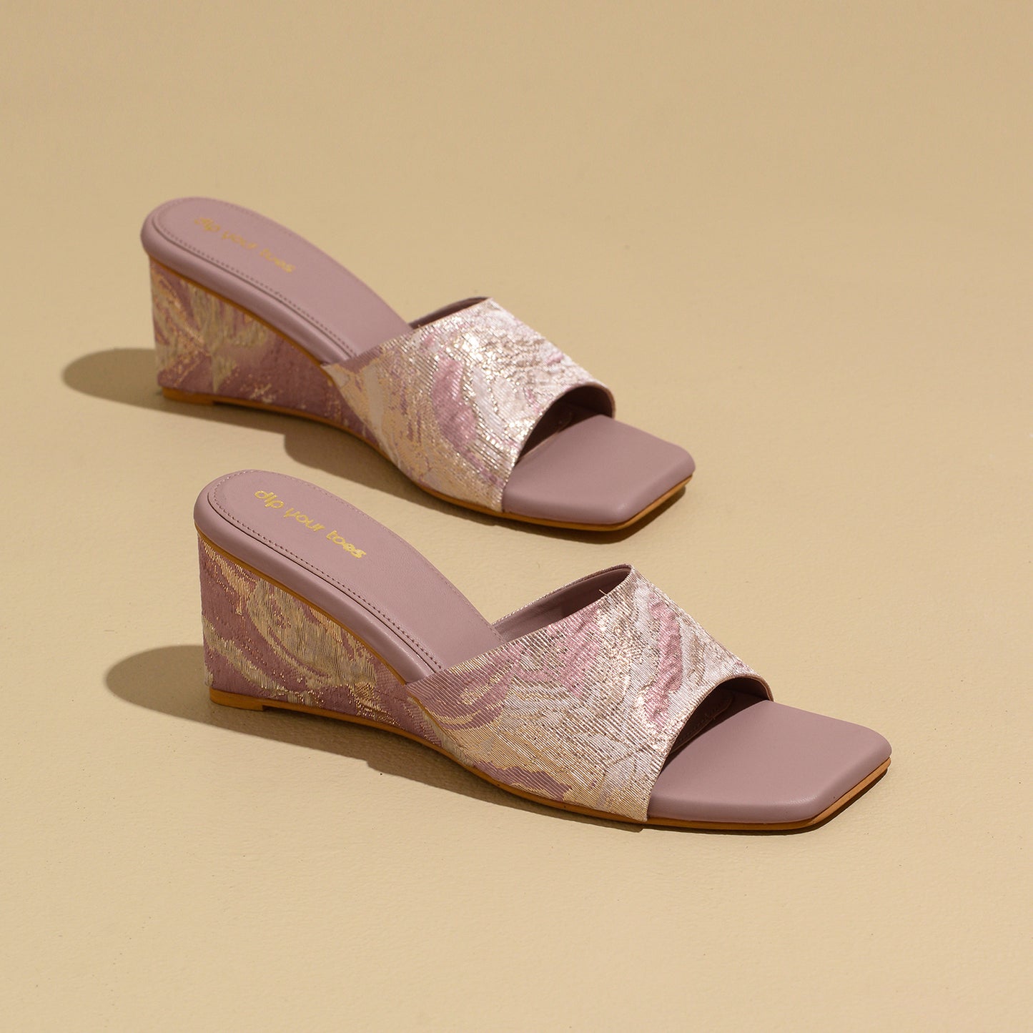 Lavender and Gold textured Wedges