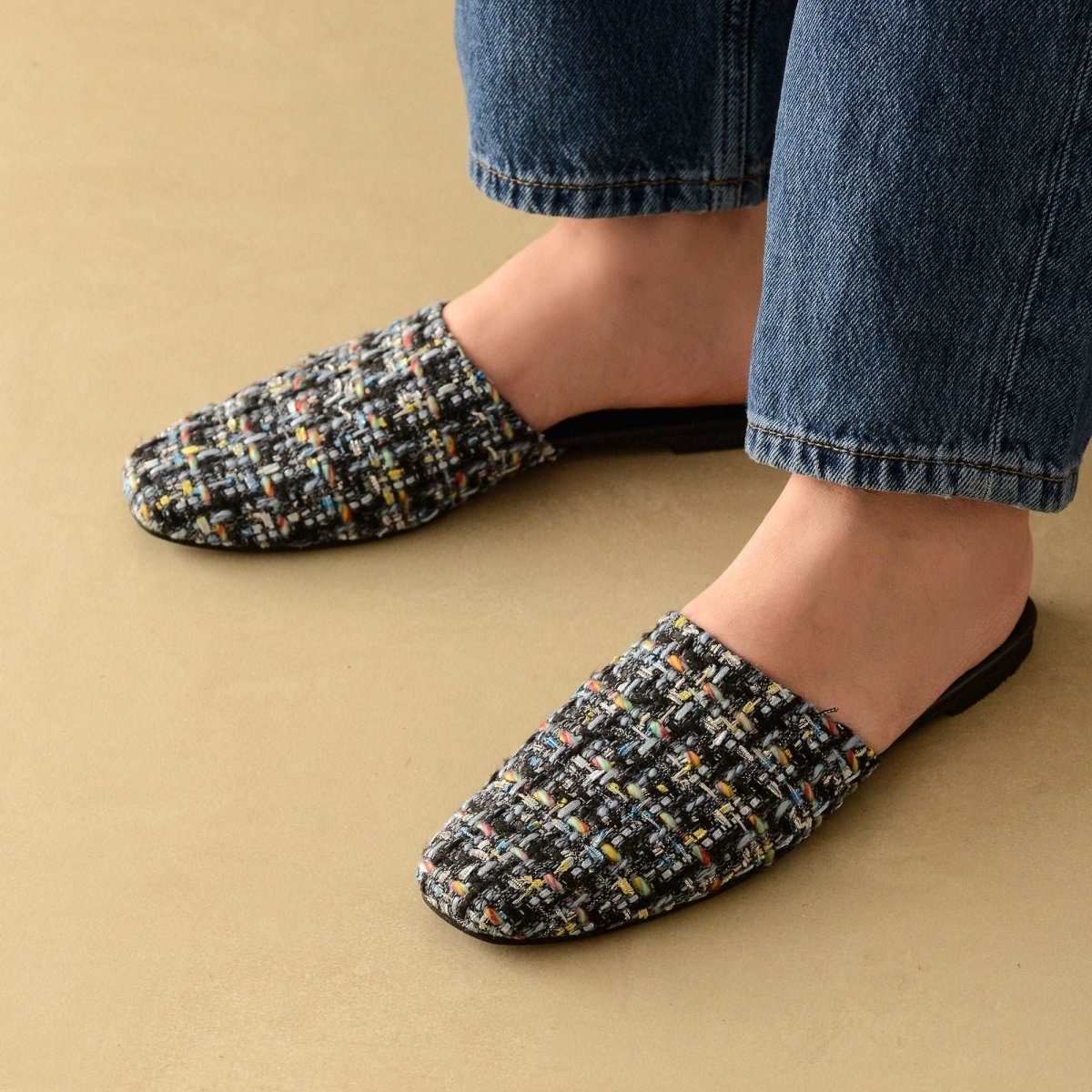 Midnight Tweed Mules