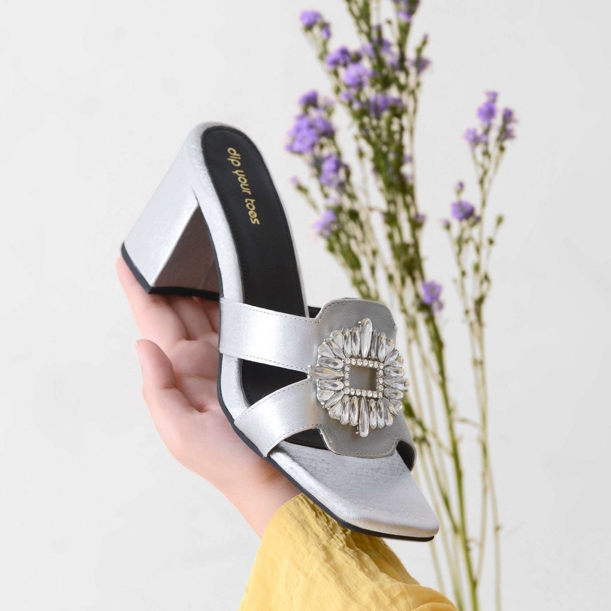 Silver crystal Embellished Heels