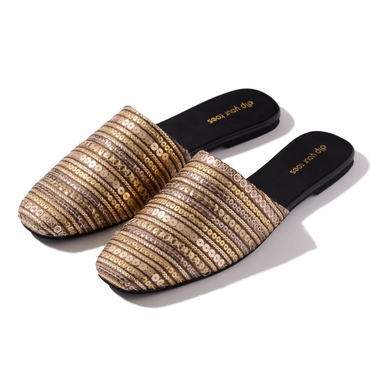 Gold Sequin Mules